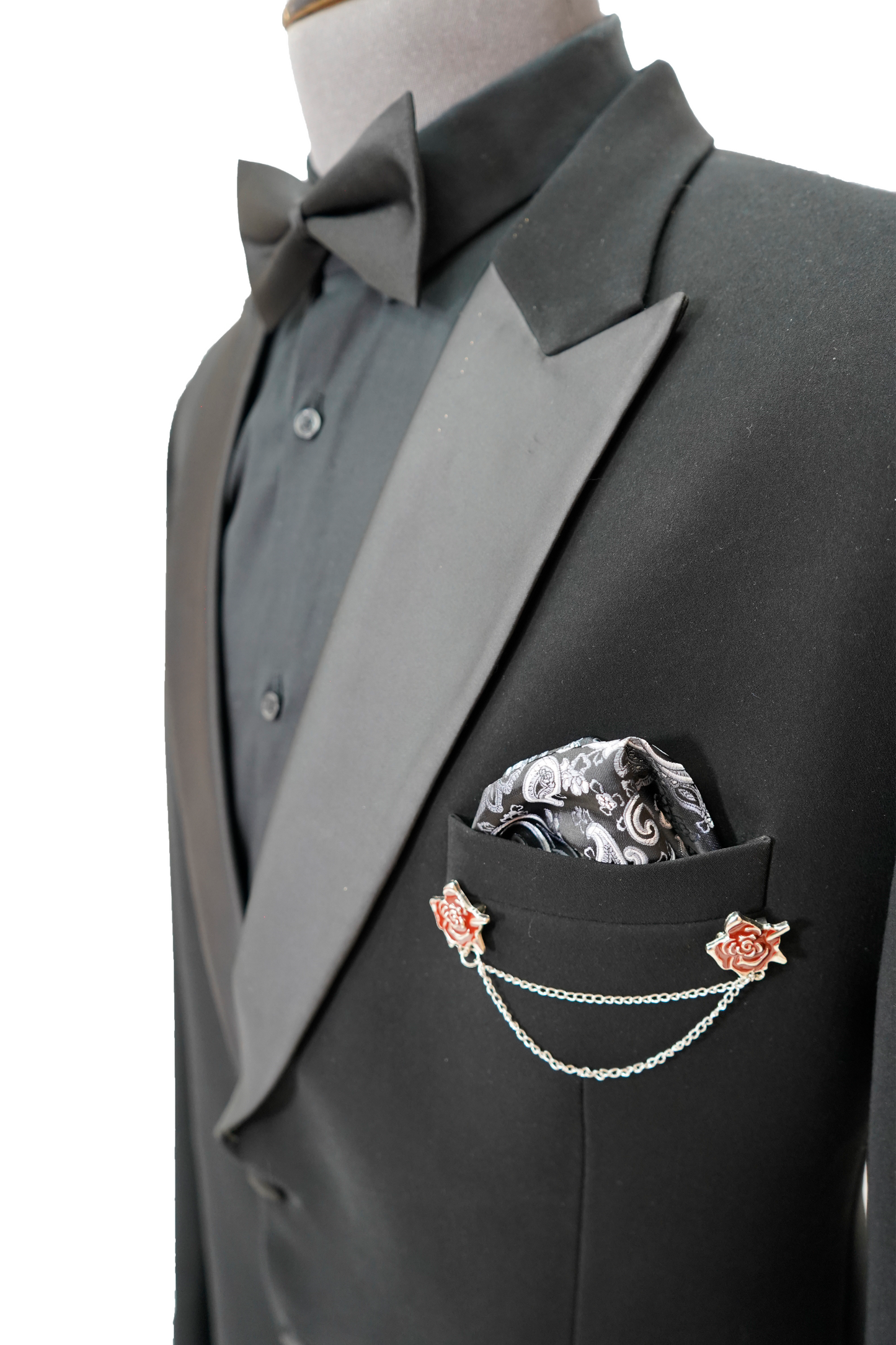 Black Italian Wool-crepe Peak lapel 2-piece tuxedo