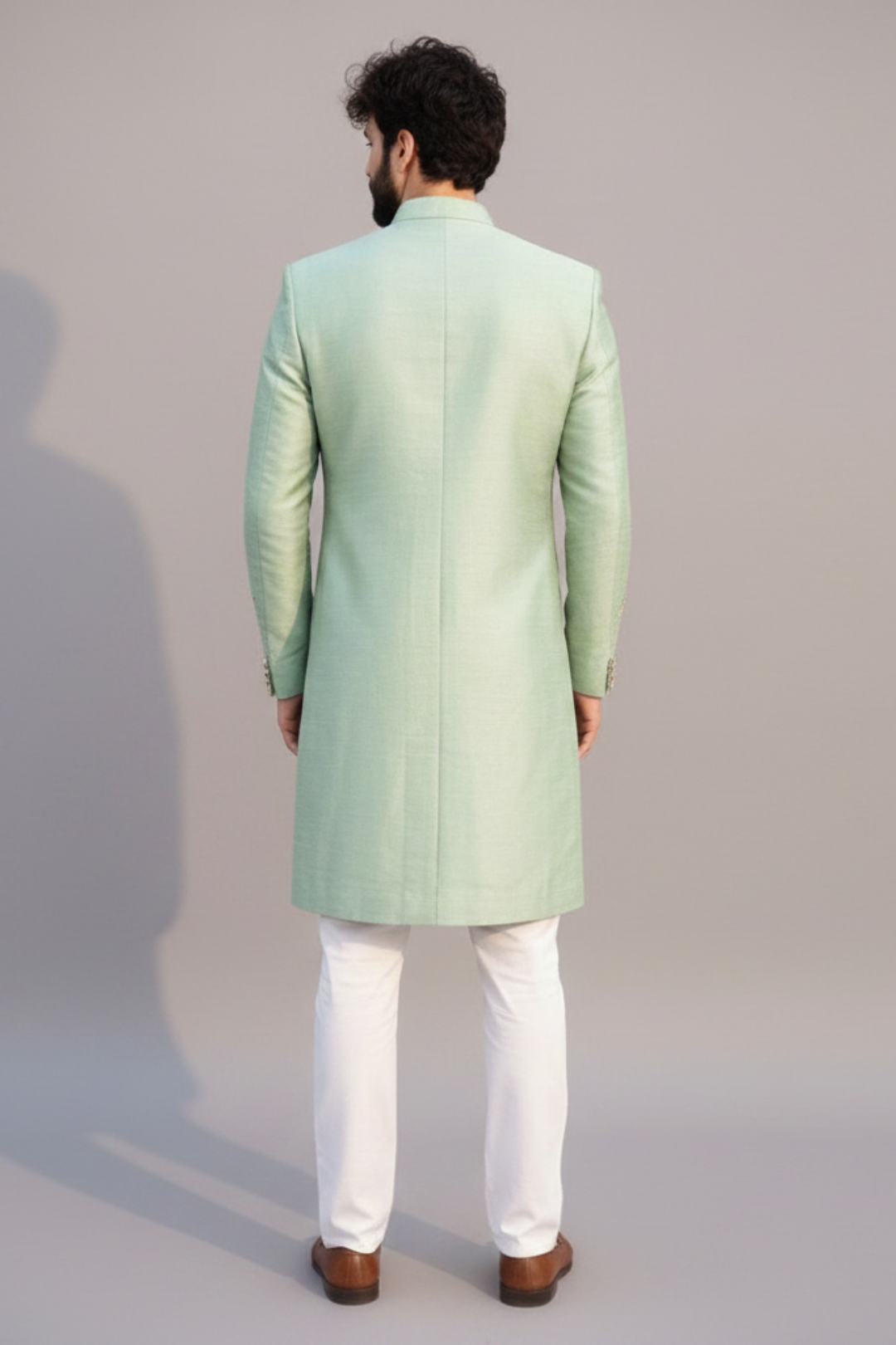 Green colour embroidered designer sherwani