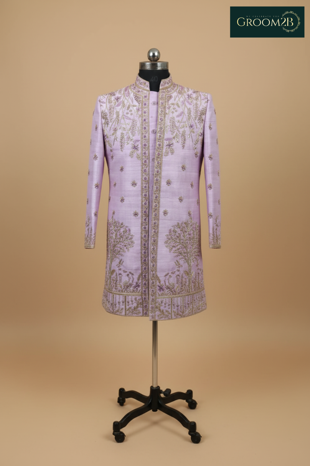 Men’s Blush Pink Embroidered Sherwani Set – Luxury Designer Wedding & Groom Wear