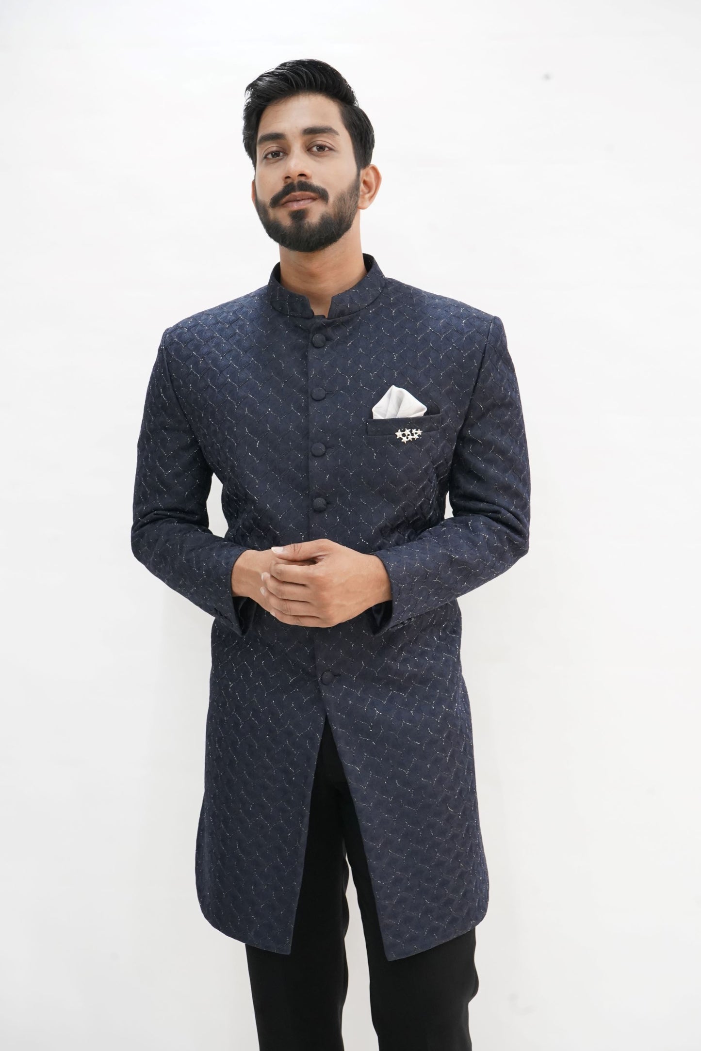 Navy Blue with Deep Apple Cut Bottom