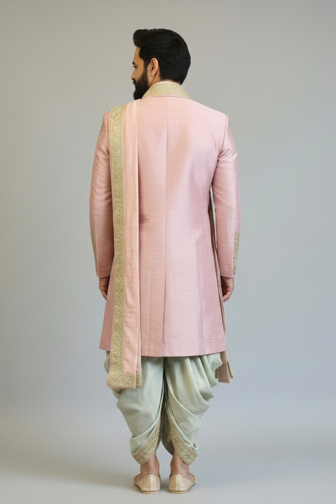 The Abstract Jewel Sherwani in Onion Pink