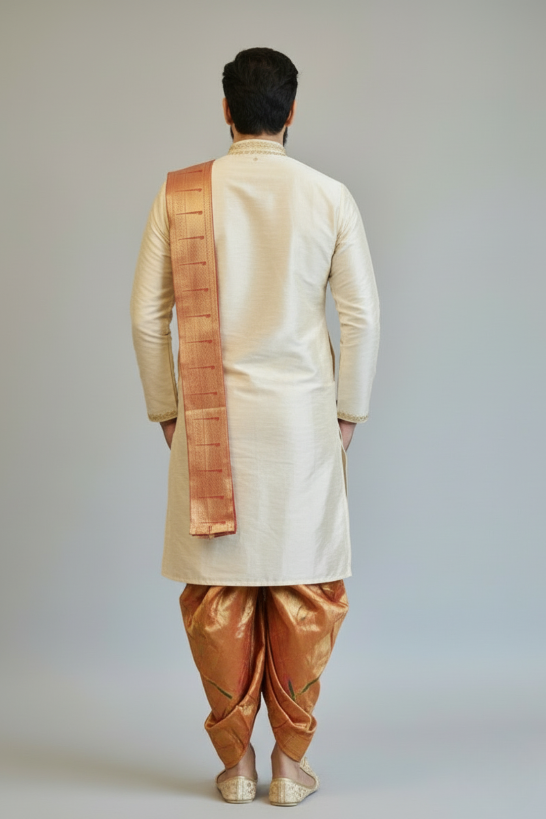 Man wearing a traditional kurta with a plain background