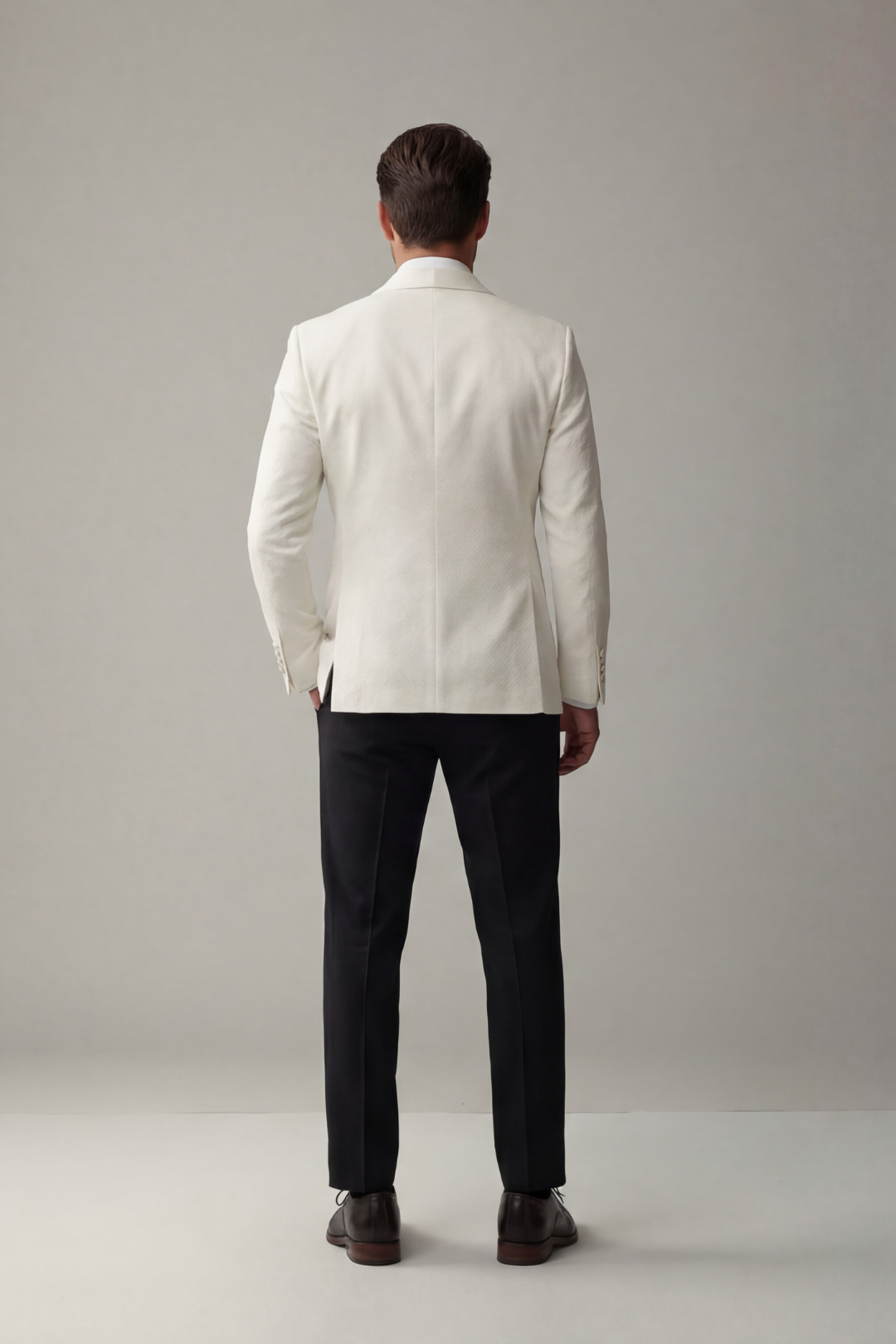 Men’s White Blazer with Black Trousers – Slim Fit Formal Evening Suit