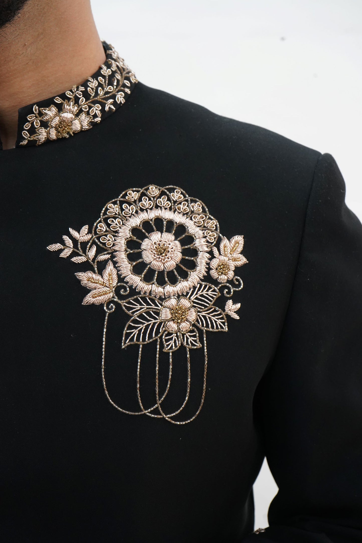 Black Indo-Western with Golden Zardozi Work