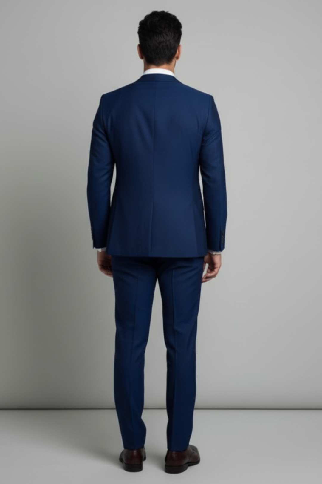 Men’s Royal Blue Three Piece Suit – Slim Fit Formal Wedding & Business Suit with Grey Waistcoat