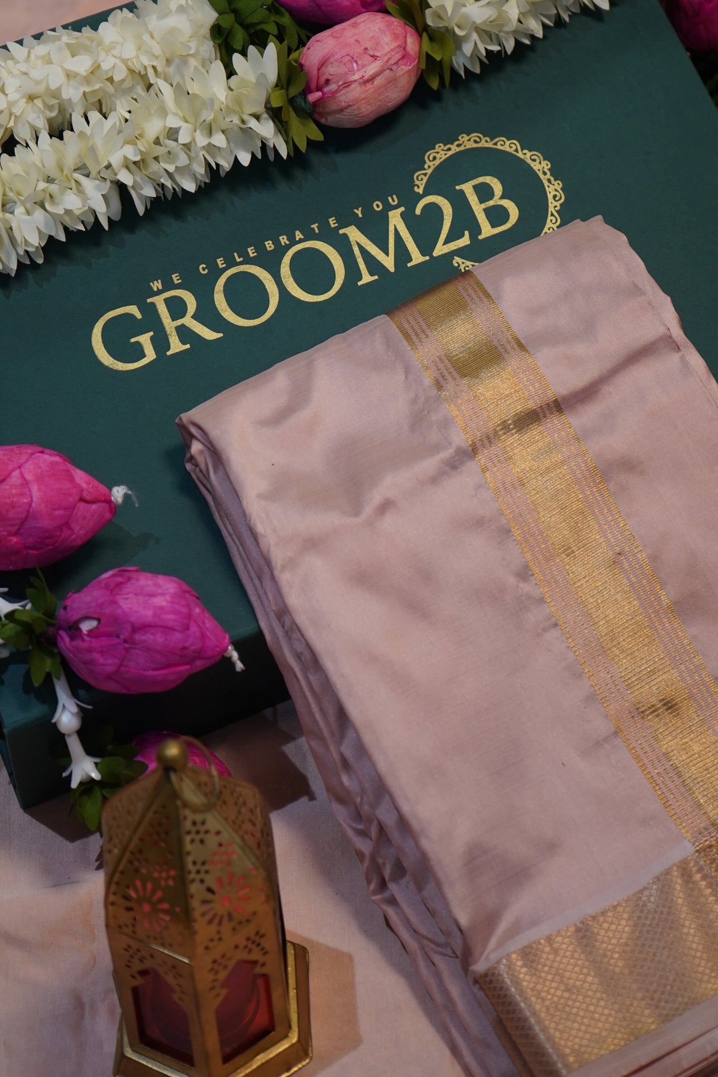 Men’s Pure Pattu Pancha in Plush Pink Set