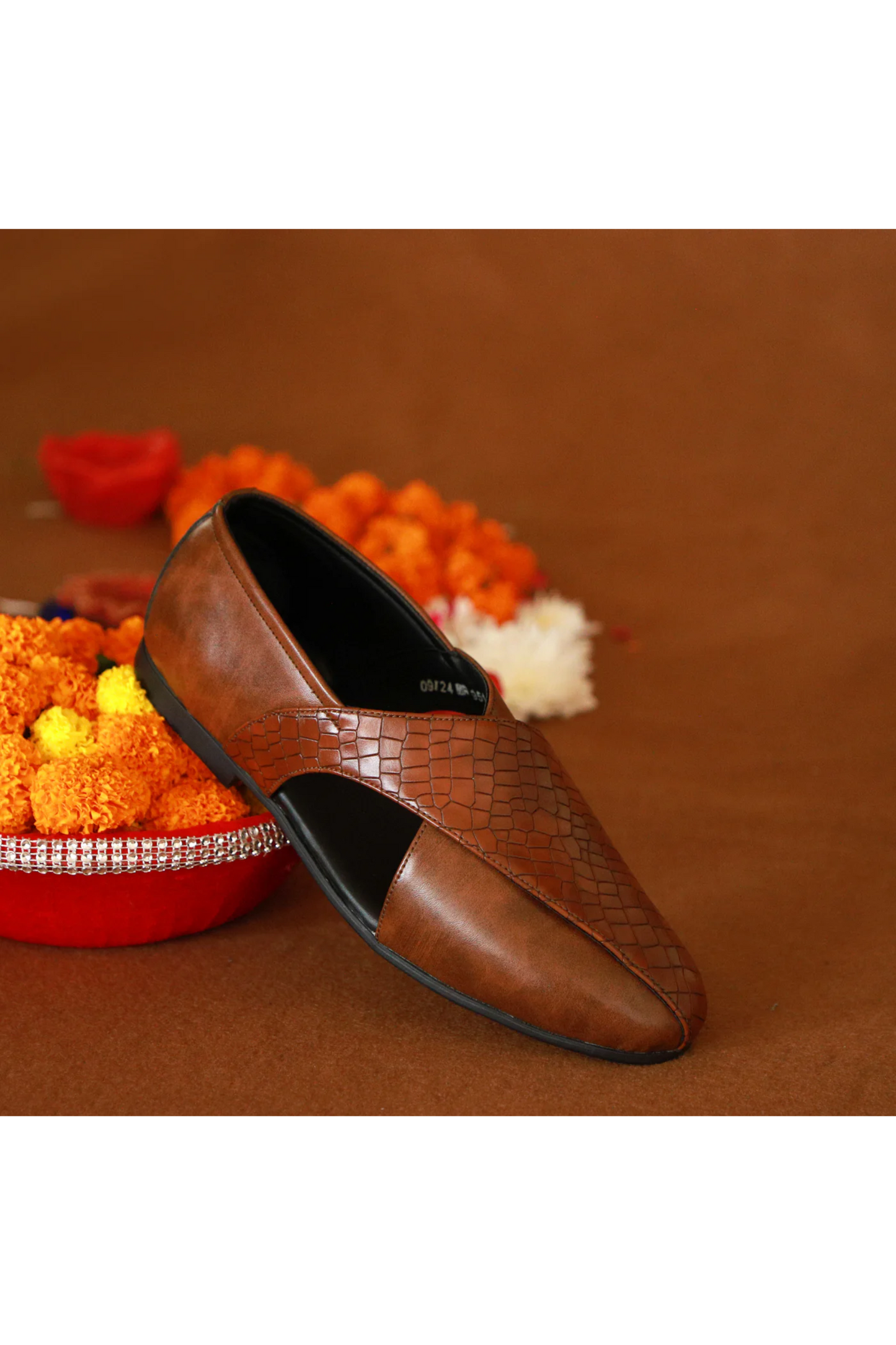 Brown Croc Ethnic Peshawari Sandal