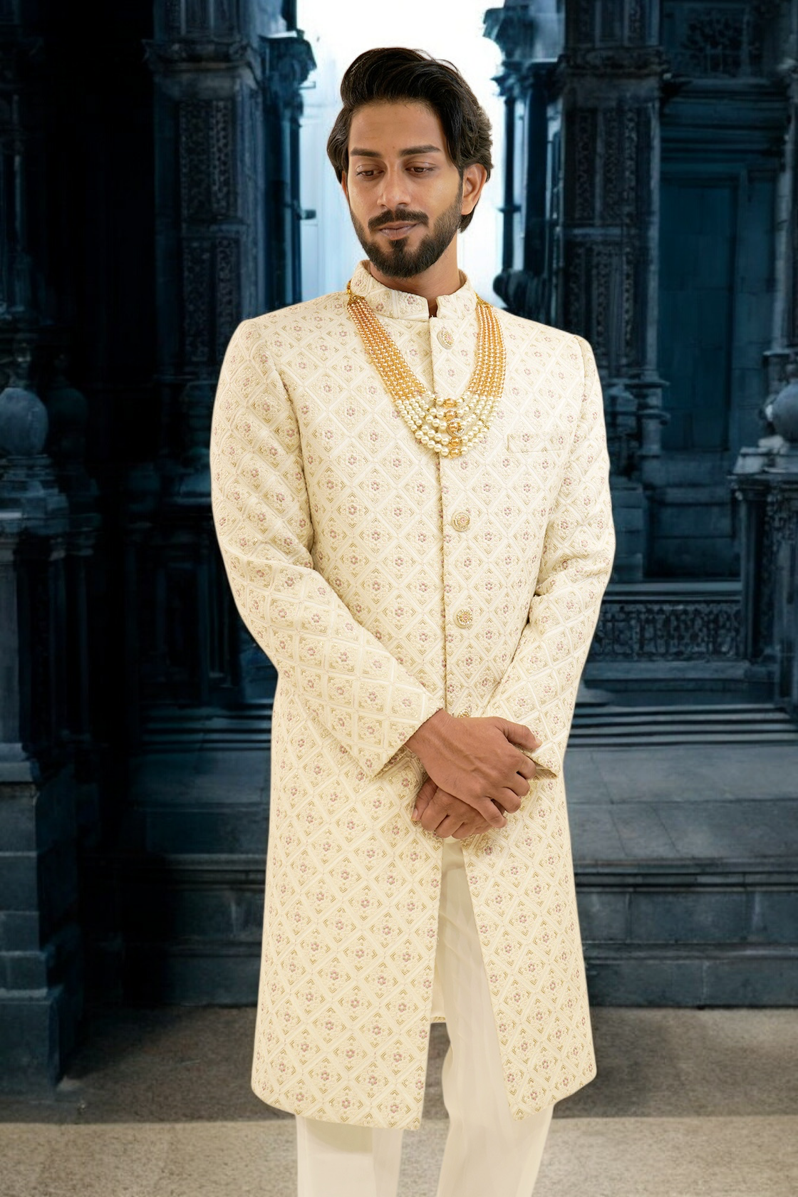 Heavy Embroided Chikan kari sherwani
