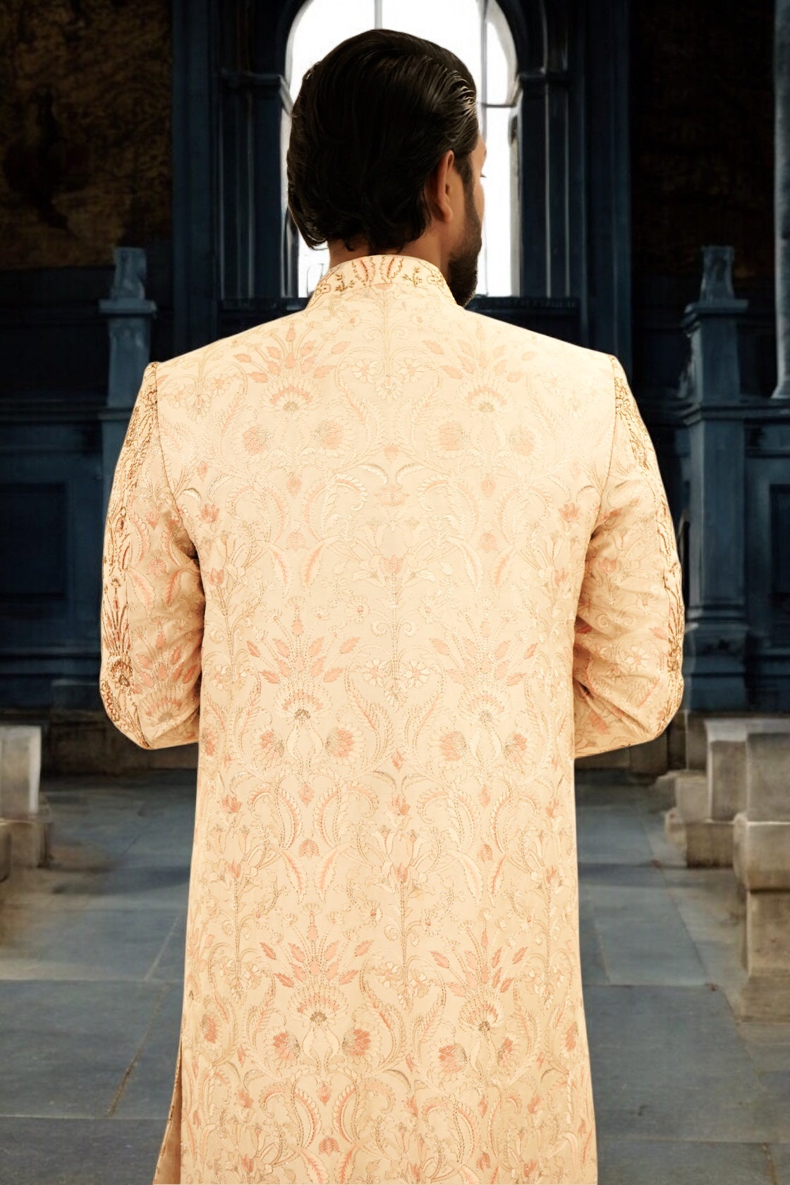 Hand Highlighted Self Embroided Sherwani
