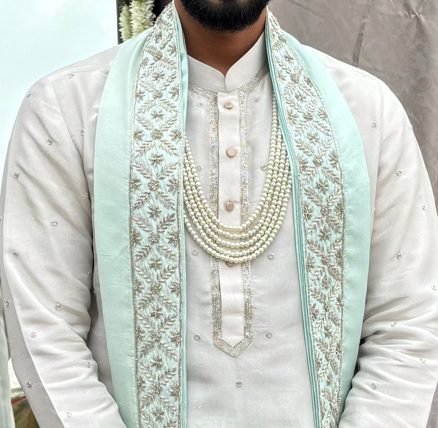 Silver Tissue Pattu Kurta With Minimal Embroidery