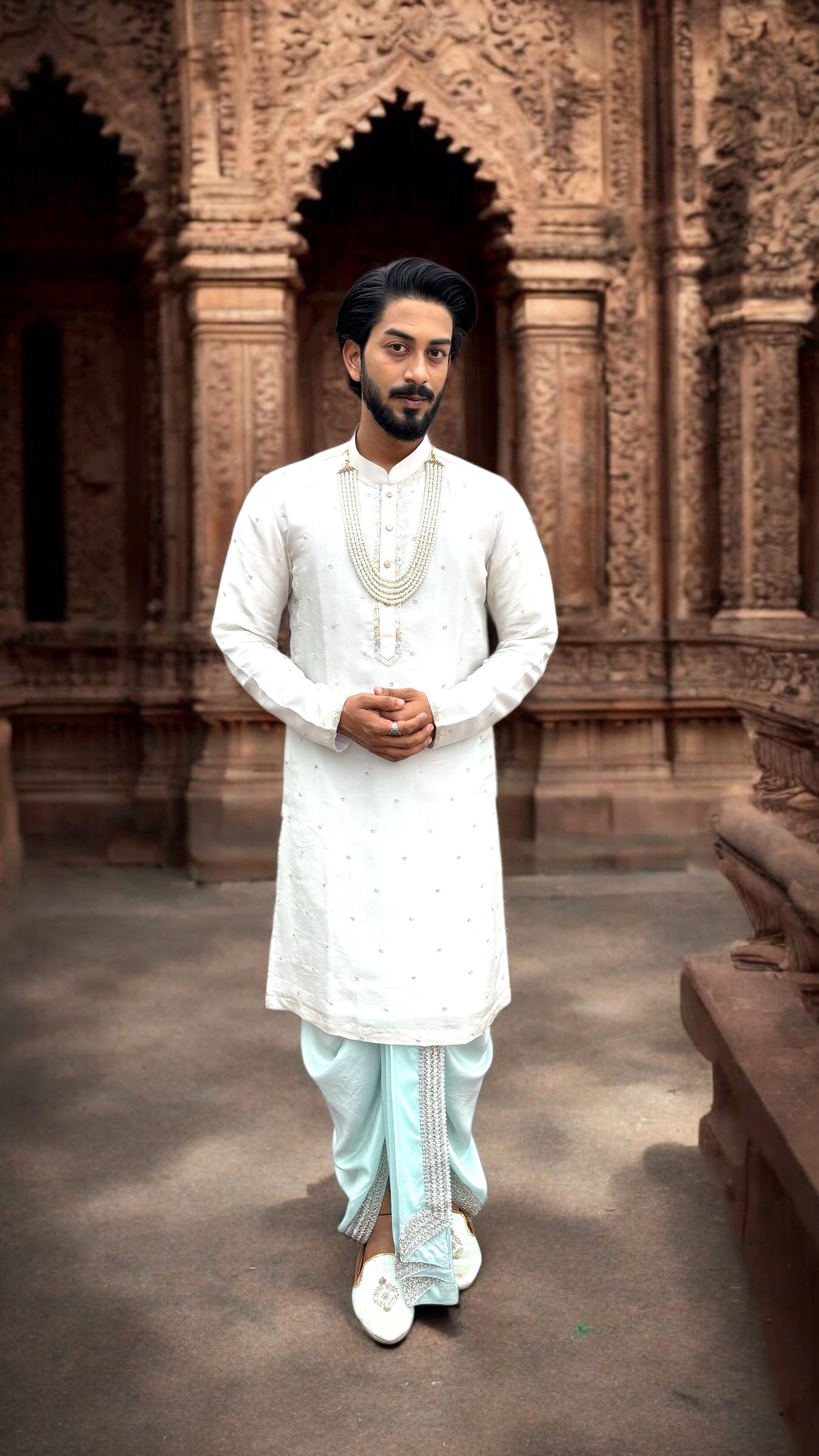Silver Tissue Pattu Kurta With Minimal Embroidery