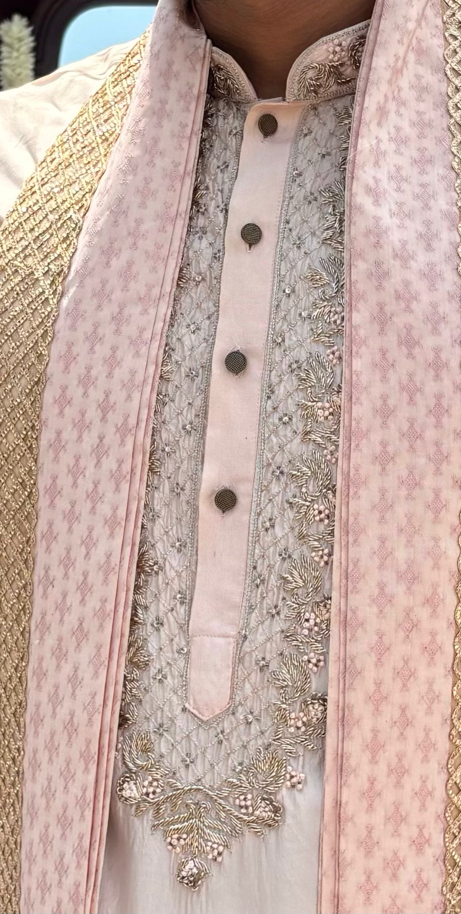 Soft Pink Pure Pattu Set with Zardozi Embroidery