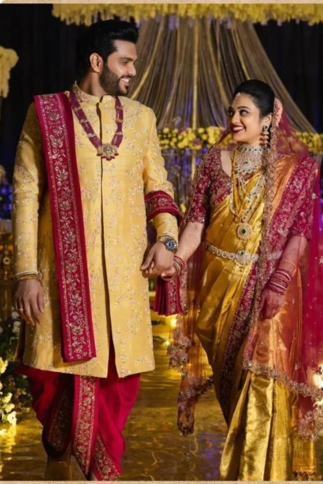 Men’s Mustard Yellow Embroidered sherwani Dhoti Set with Dupatta