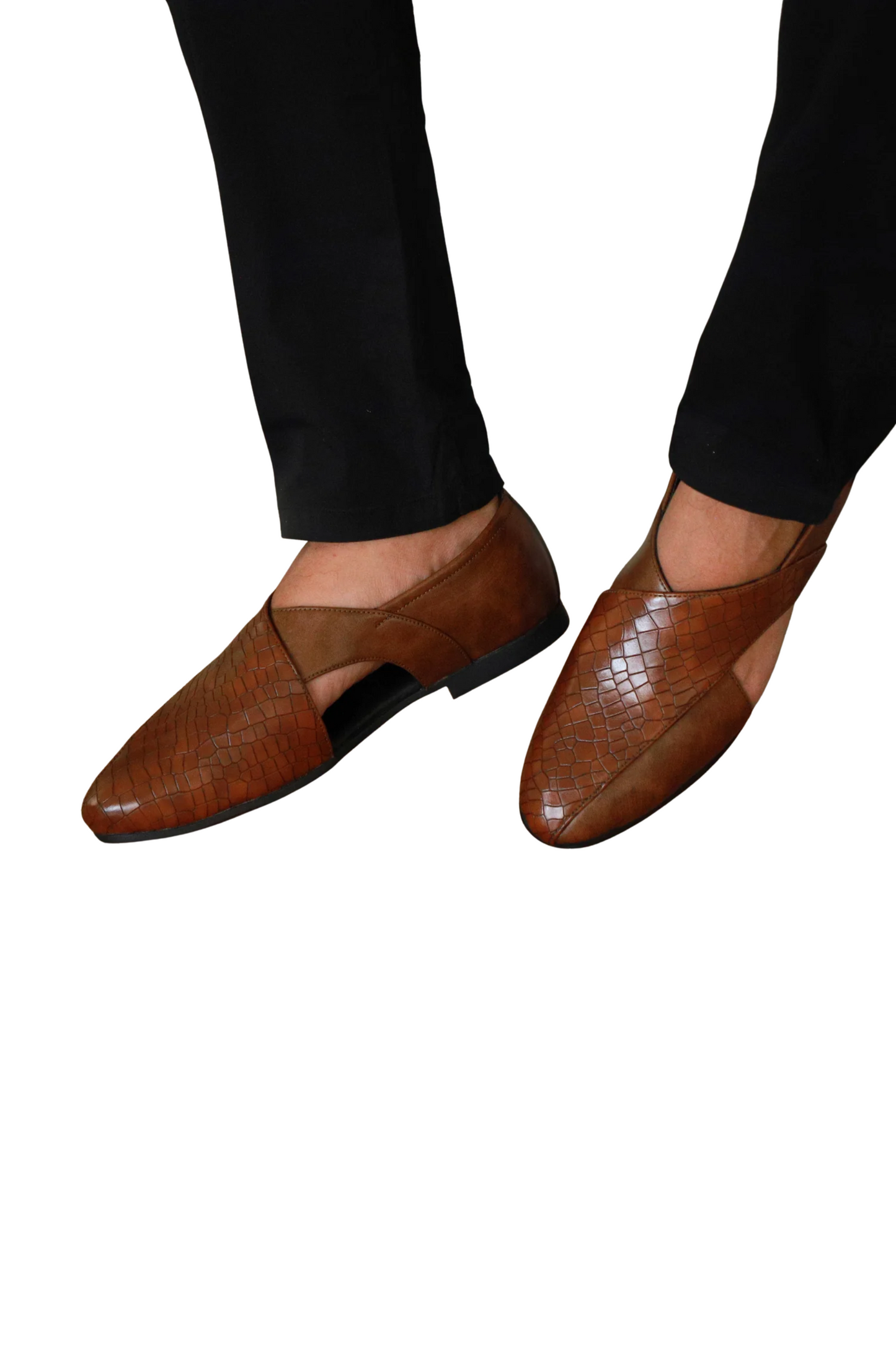 Brown Croc Ethnic Peshawari Sandal