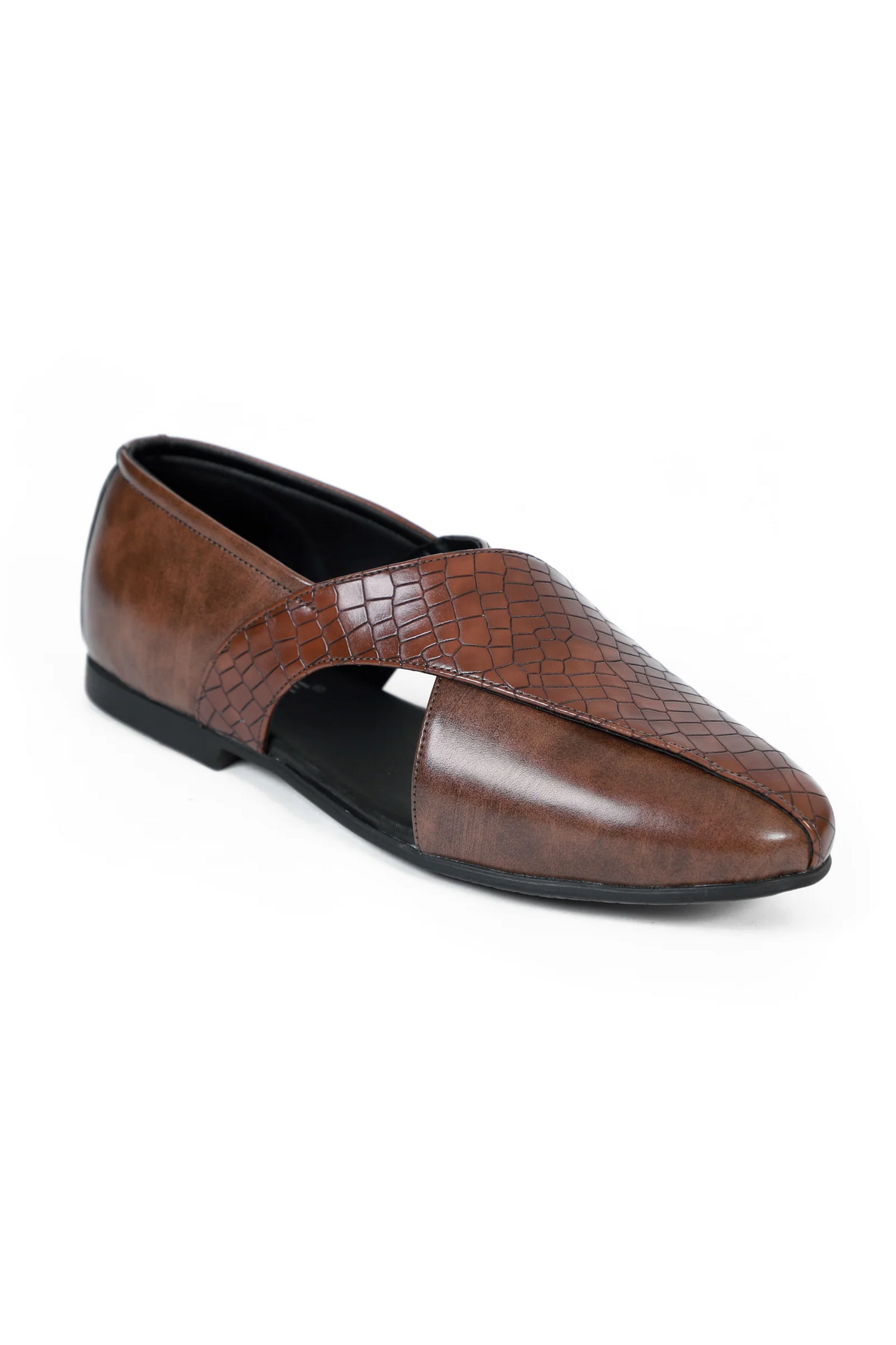 Brown Croc Ethnic Peshawari Sandal