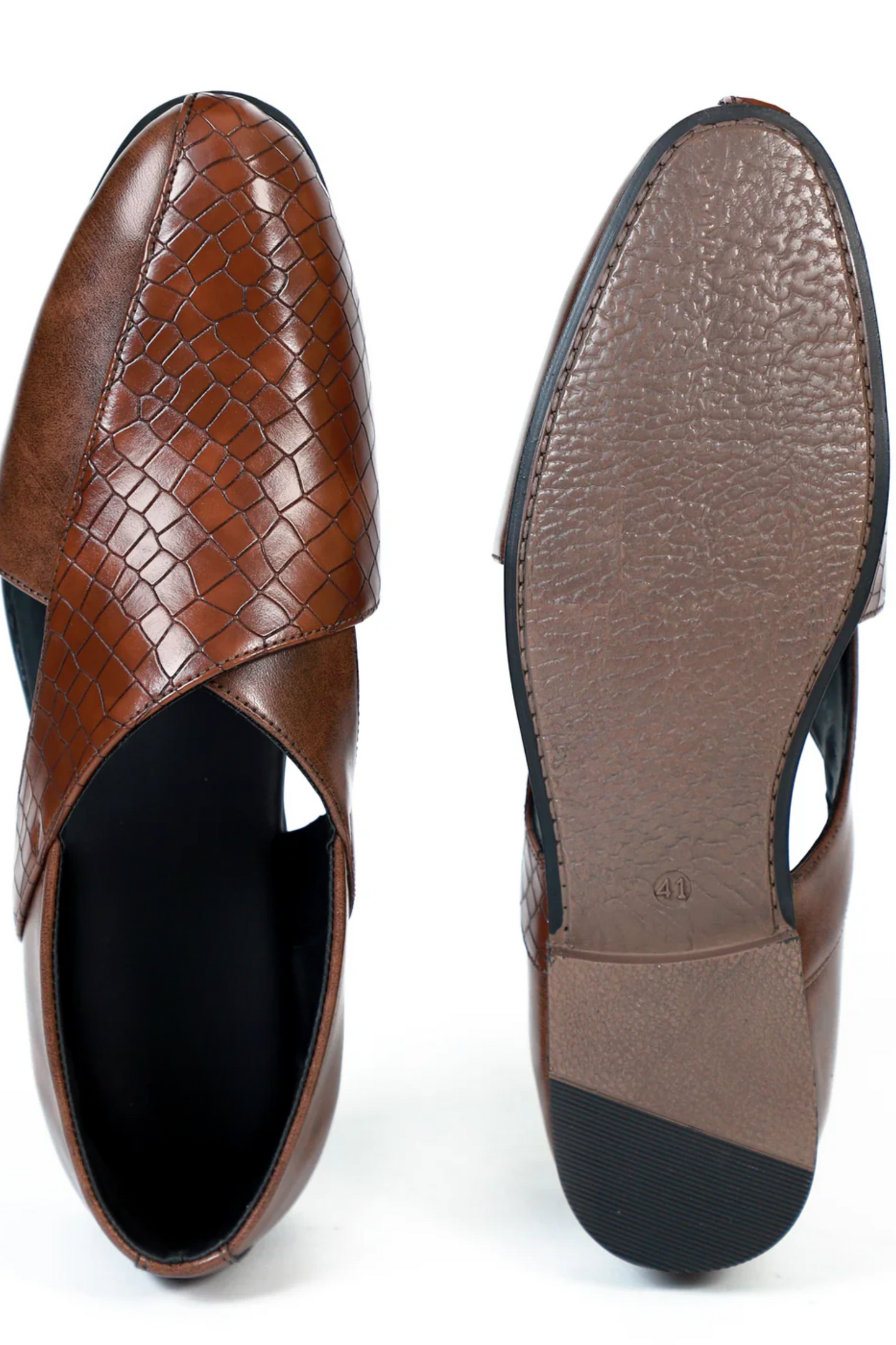 Brown Croc Ethnic Peshawari Sandal