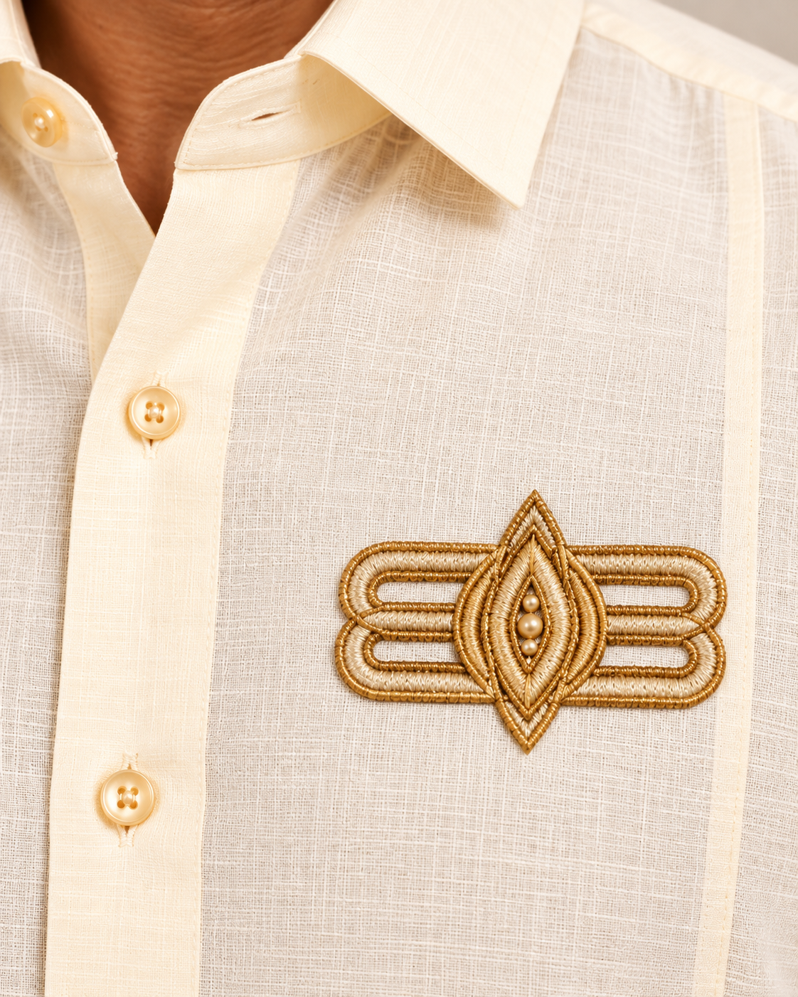 Ivory Cream Full Sleeve Embroidered Shirt (Traditional Elegance)