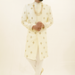 Off-white pure raw silk sherwani with zardozi work