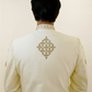 Off-white pure raw silk sherwani with zardozi work
