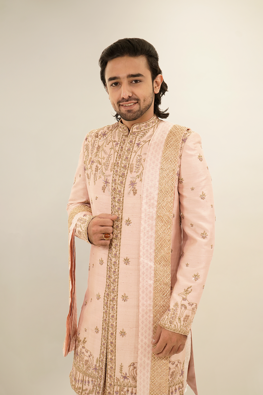 Flora and fauna inspired Fully Hand Embroided Sherwani