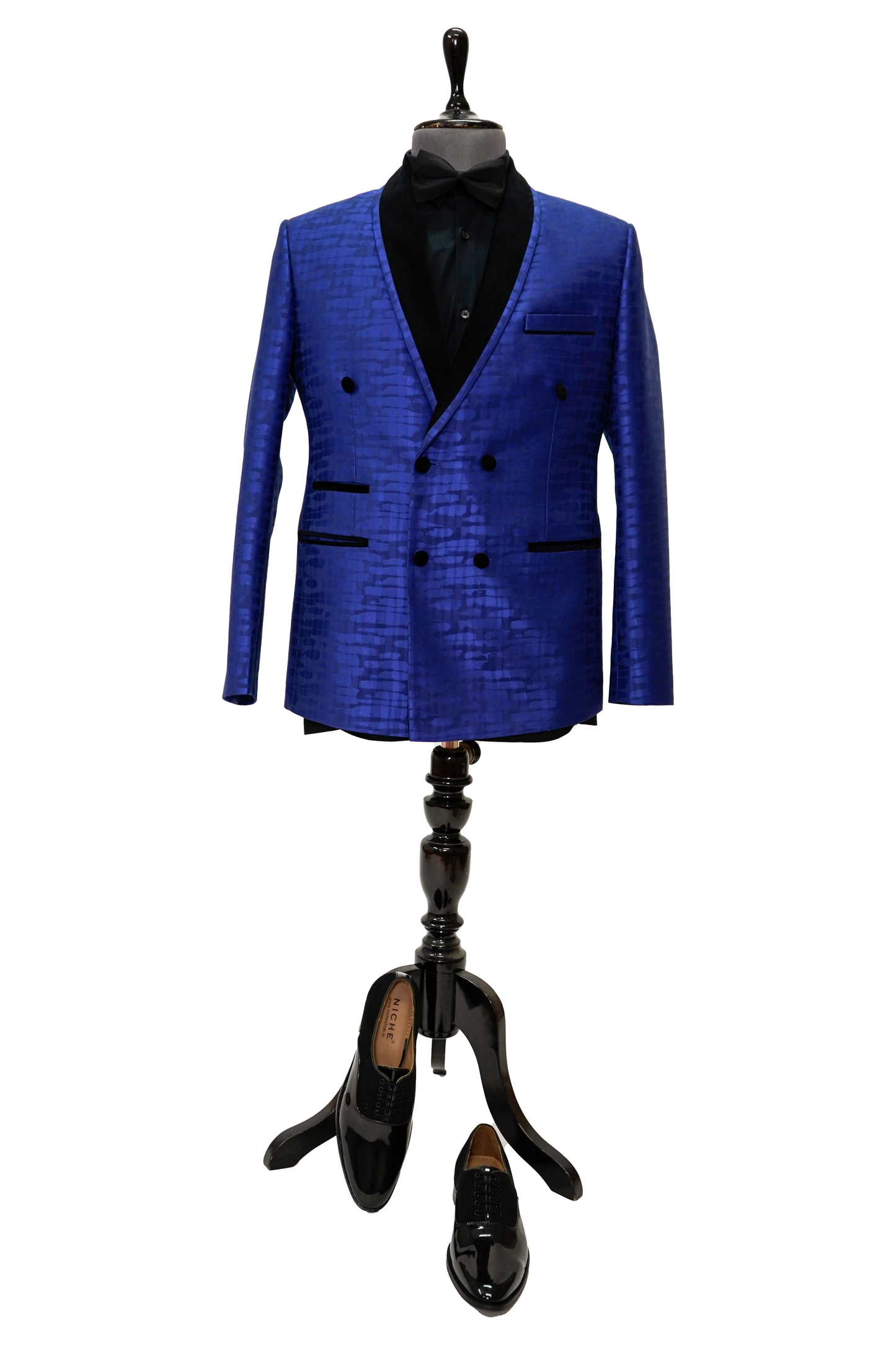 Royal Blue double breasted jacquard 2-piece tuxedo