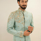 Floral Embroided Pure Raw Silk Sherwani