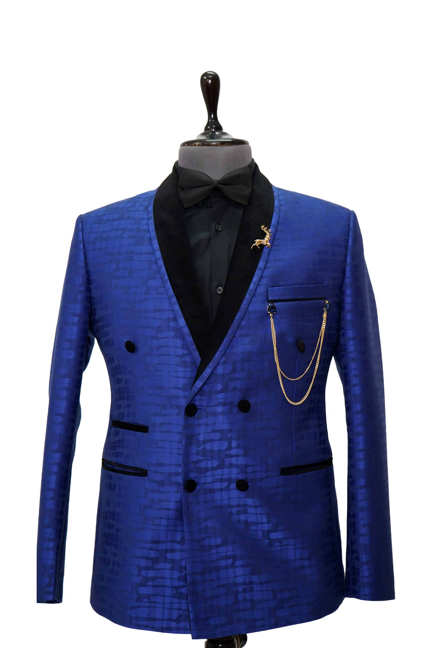 Royal Blue double breasted jacquard 2-piece tuxedo