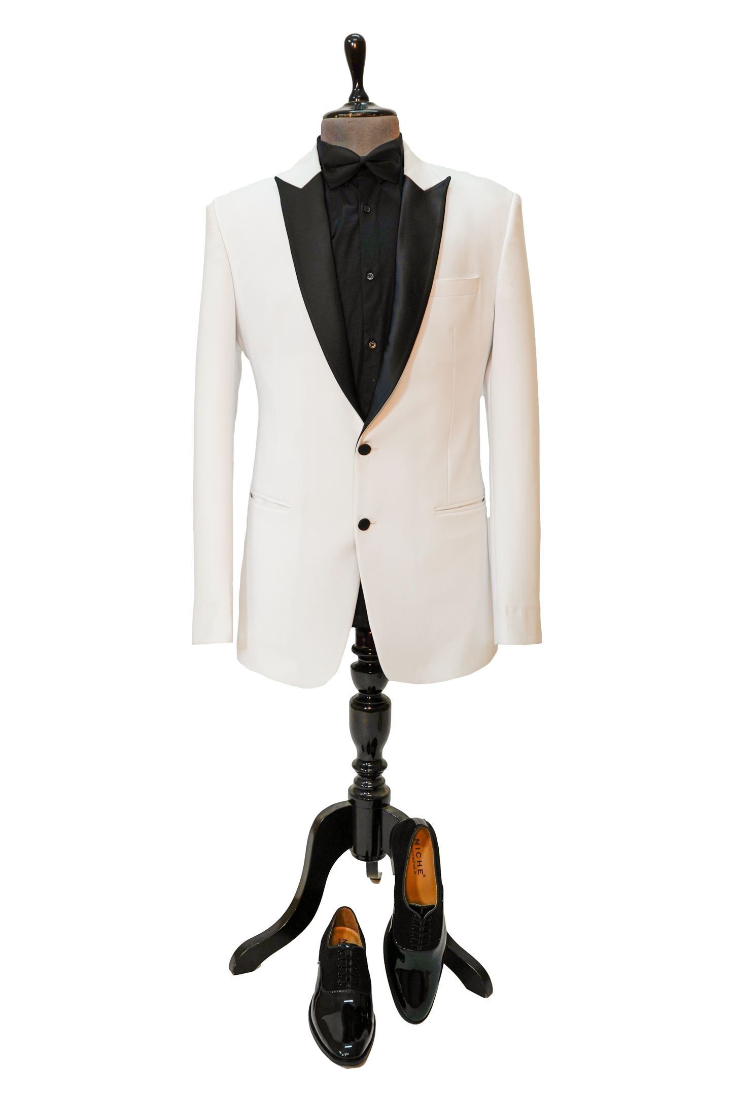 Classic White 2-Piece  Tuxedo with black peak lapel