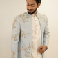Cherry Blossom Inspired Blue Open Jacket
