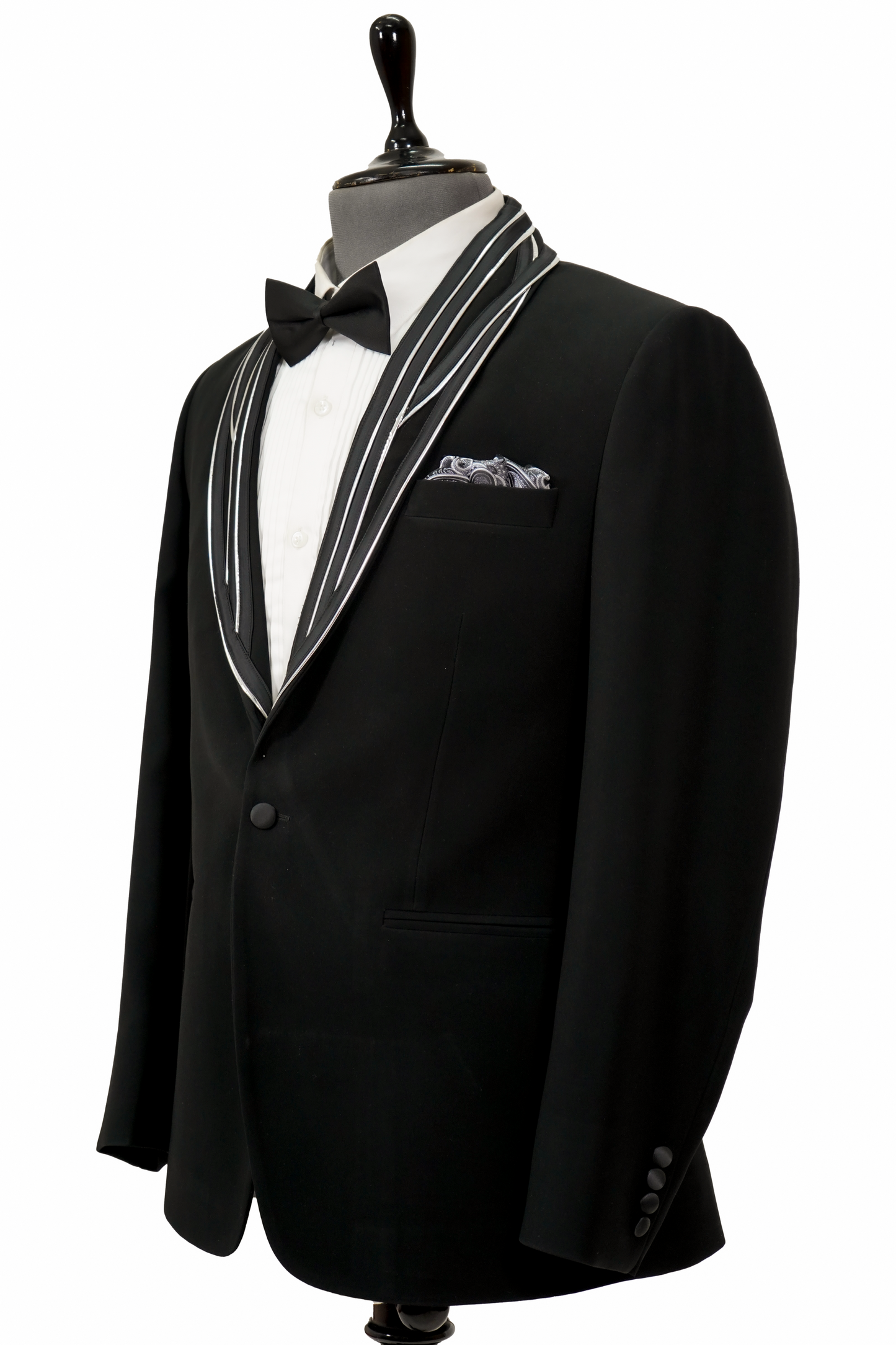 Metallic illusional striped black 2-piece tuxedo