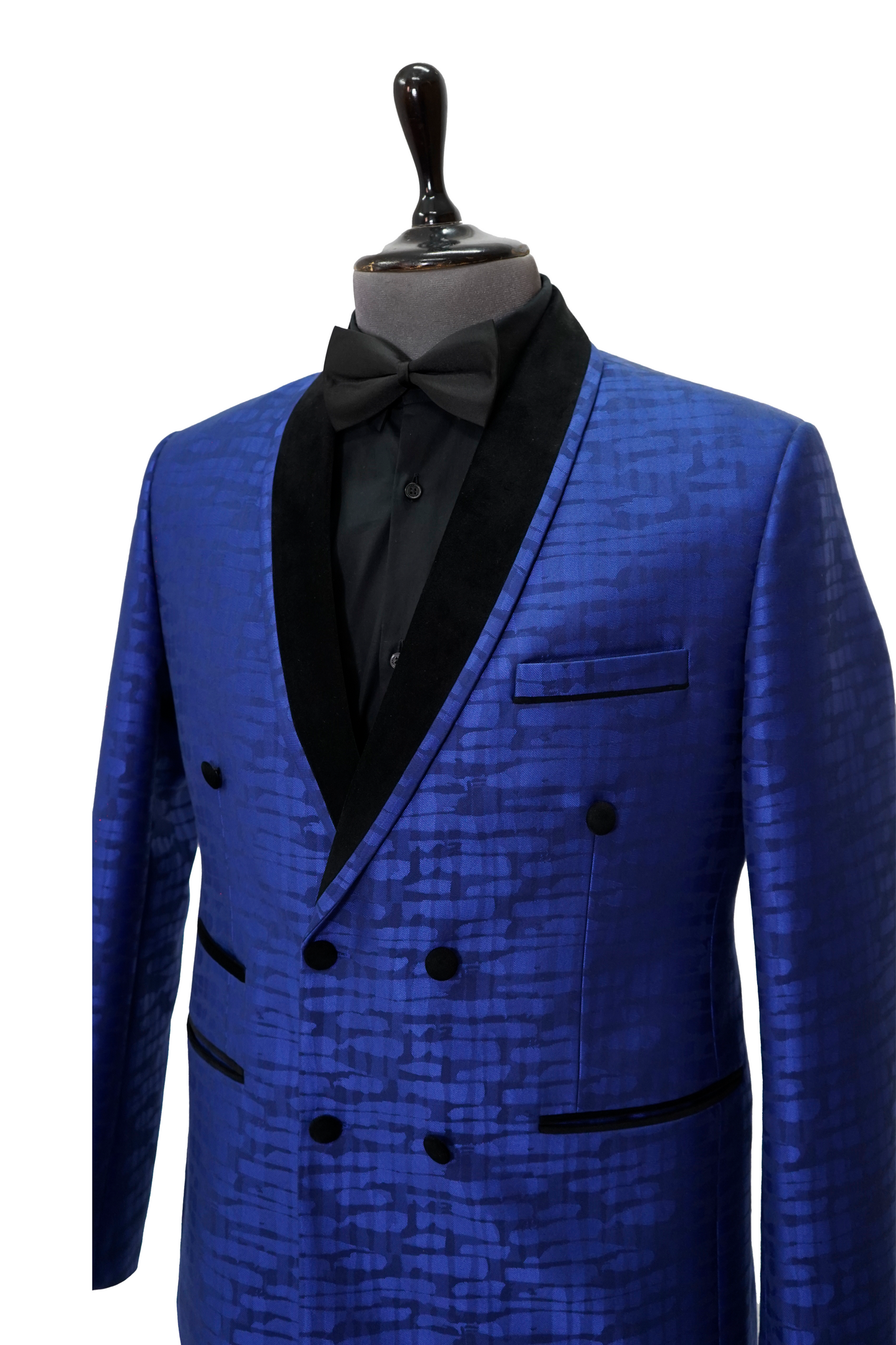 Royal Blue double breasted jacquard 2-piece tuxedo