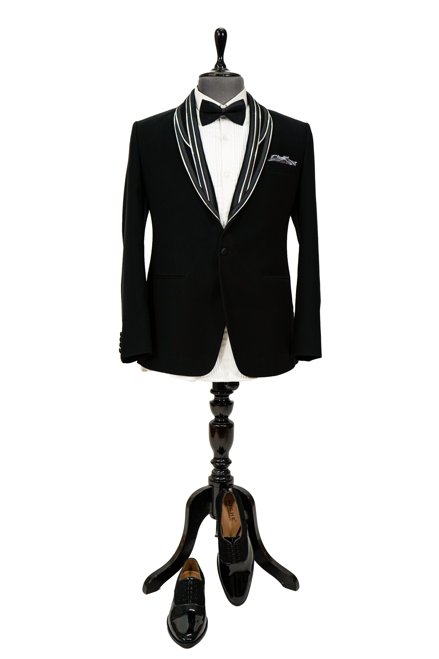 Metallic illusional striped black 2-piece tuxedo