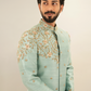 Floral Embroided Pure Raw Silk Sherwani