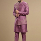 Men’s Designer Purple Indo-Western Set with Floral Motifs