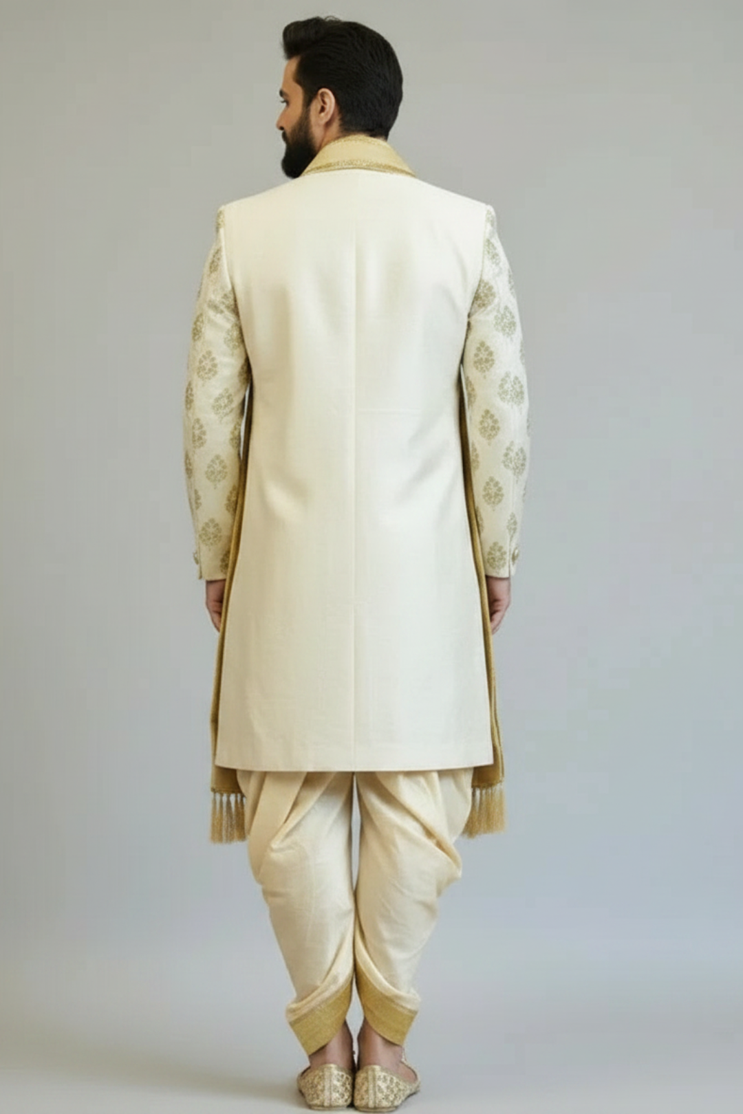 Mustard Yellow Sherwani with boota work