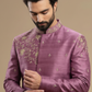 Men’s Designer Purple Indo-Western Set with Floral Motifs