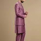 Men’s Designer Purple Indo-Western Set with Floral Motifs