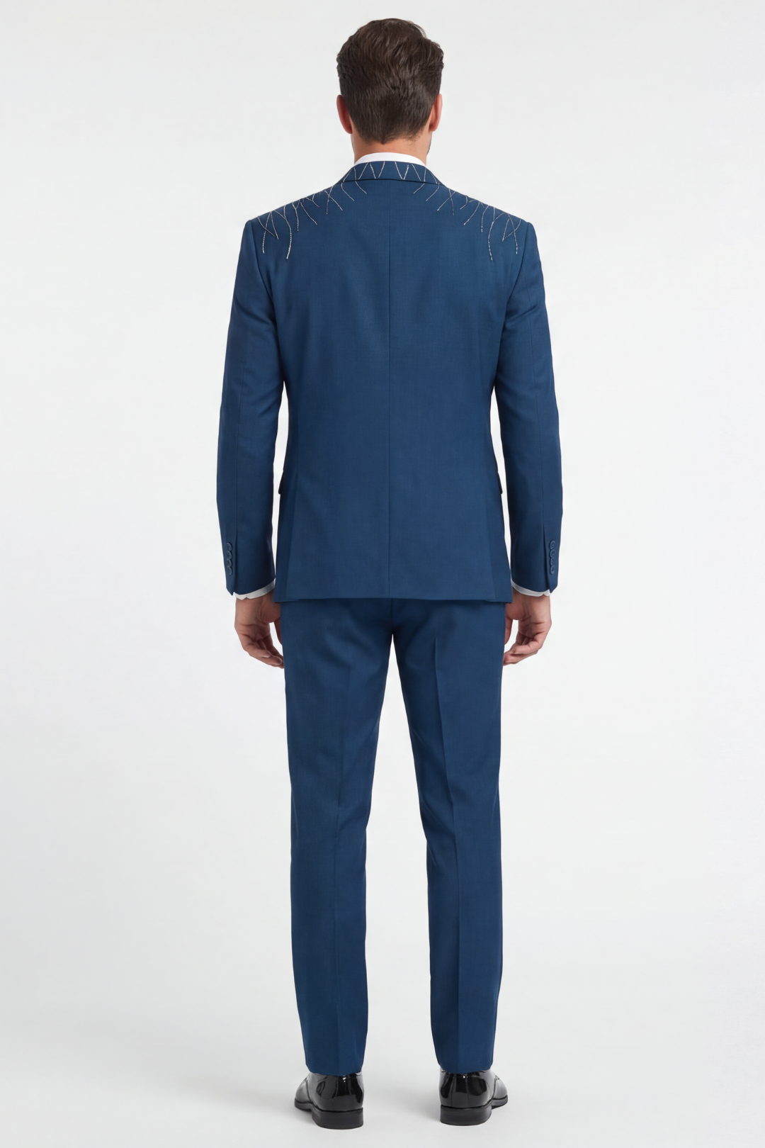 Teal Blue Designer 3-Piece Suit for Men – Slim Fit Embellished Wedding & Reception Wear