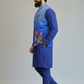 Royal Blue Embroidered Kurta with Designer Nehru Jacket & Trouser Set for Men | Wedding & Festive Wear