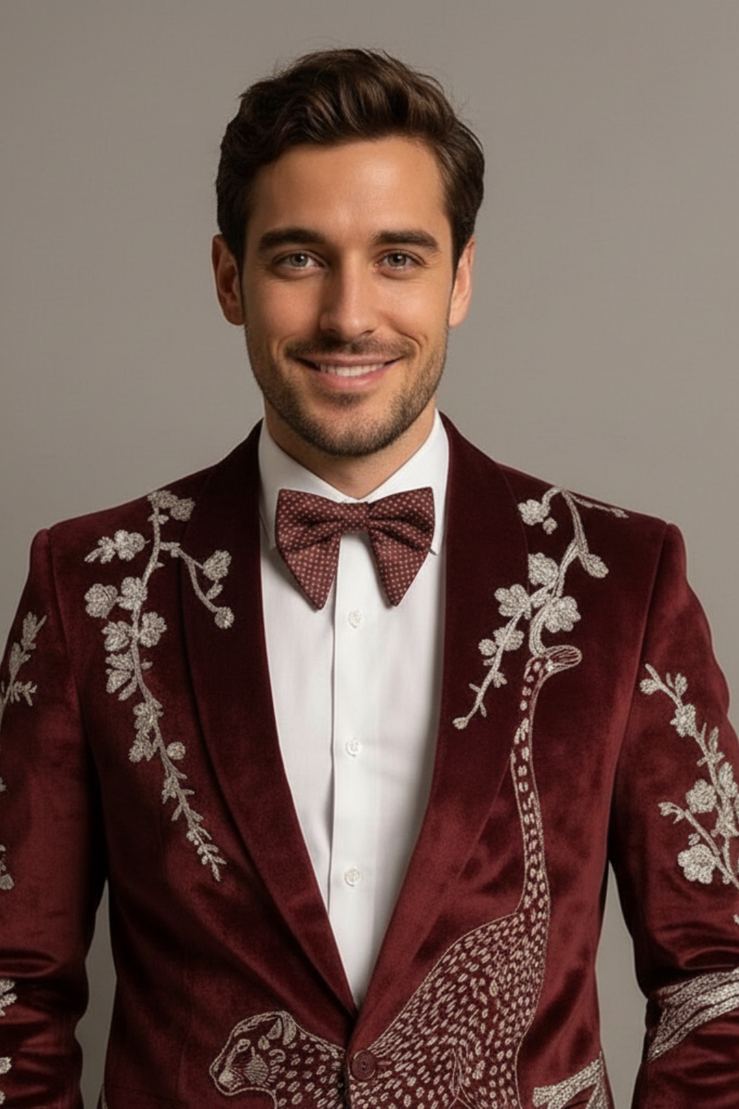 Maroon Velvet Embroidered Tuxedo Suit for Men – Designer Wedding & Reception Blazer Set