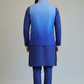 Royal Blue Embroidered Kurta with Designer Nehru Jacket & Trouser Set for Men | Wedding & Festive Wear