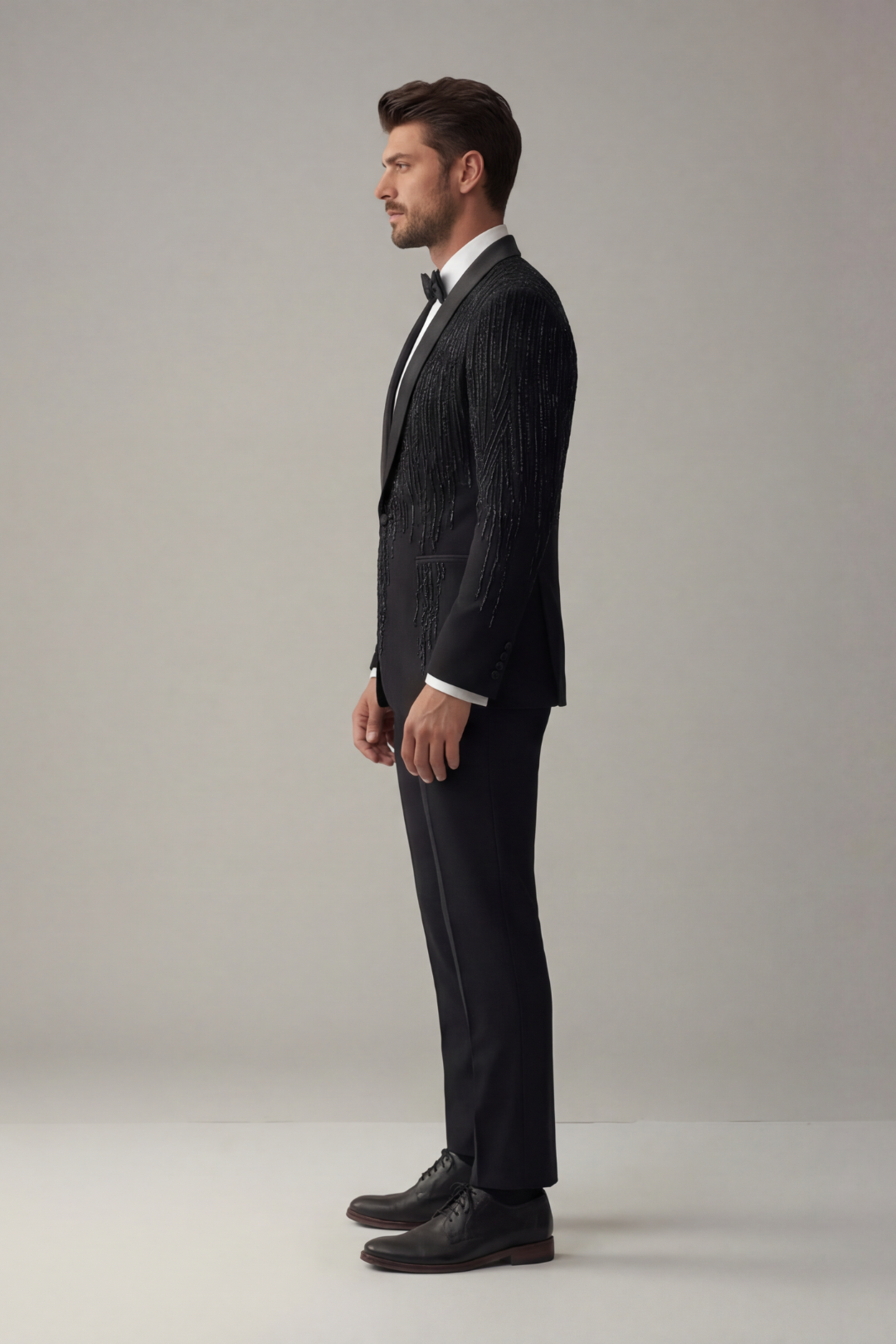 Luxury Black Embroidered Tuxedo Suit for Men – Designer Evening & Wedding Blazer Set