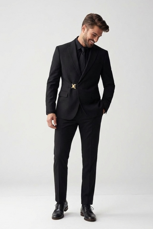 Classic Black Slim Fit Suit for Men – Premium Designer Formal Party & Wedding Suit