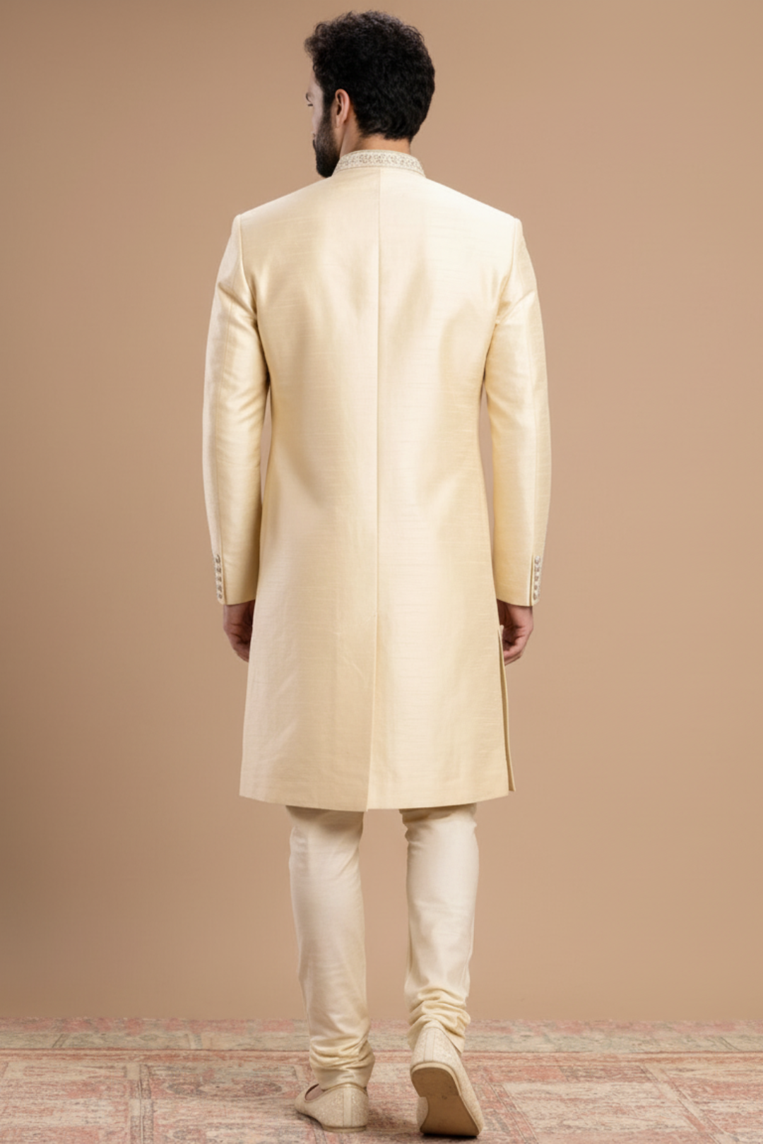 Wedding-Ready Ivory Embroidered Sherwani for Men