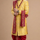 Men’s Mustard Yellow Embroidered sherwani Dhoti Set with Dupatta