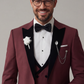 Burgundy Tuxedo Suit for Men with Black Lapel – Designer Wedding & Formal Wear
