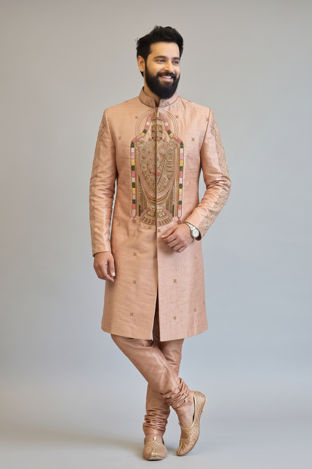 Gold Traditional Sherwani with Dhoti Set for Men – Royal Wedding & Groom Wear