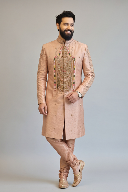 Gold Traditional Sherwani with Dhoti Set for Men – Royal Wedding & Groom Wear
