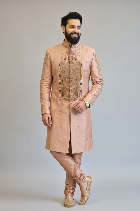 Gold Traditional Sherwani with Dhoti Set for Men – Royal Wedding & Groom Wear