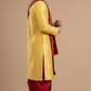 Men’s Mustard Yellow Embroidered sherwani Dhoti Set with Dupatta
